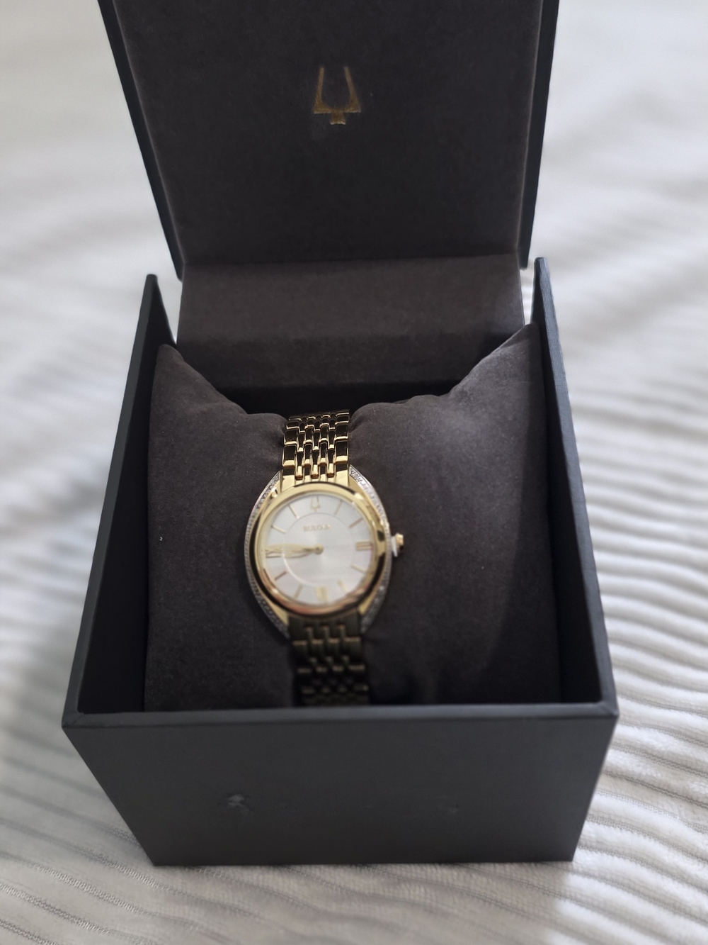 Bulova Gold and Silver-Tone Women's Diamond Accent Bracelet Watch - Picture 2 of 9